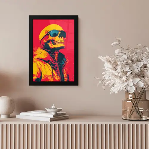 Zonnebril - Schedel - Jas - Rood fotolijst zwart zonder passe partout klein -sfeer5