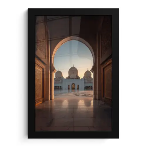 Zonsopkomst - Witte koepels - Marmer plein fotolijst zwart zonder passe partout klein -3d