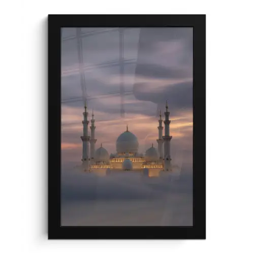 Zonsondergang - Moskee - Wolken fotolijst zwart zonder passe partout klein -3d