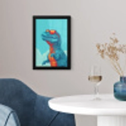 T-Rex - Blauw - Wolken - Zonnebril fotolijst zwart zonder passe partout klein -sfeer4
