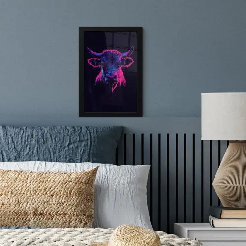 Stier - Neon - Zwart - Kleur fotolijst zwart zonder passe partout klein -sfeer3