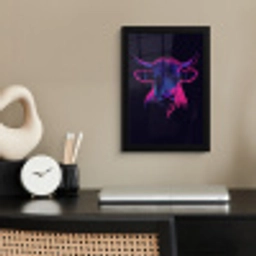 Stier - Neon - Zwart - Kleur fotolijst zwart zonder passe partout klein -sfeer1