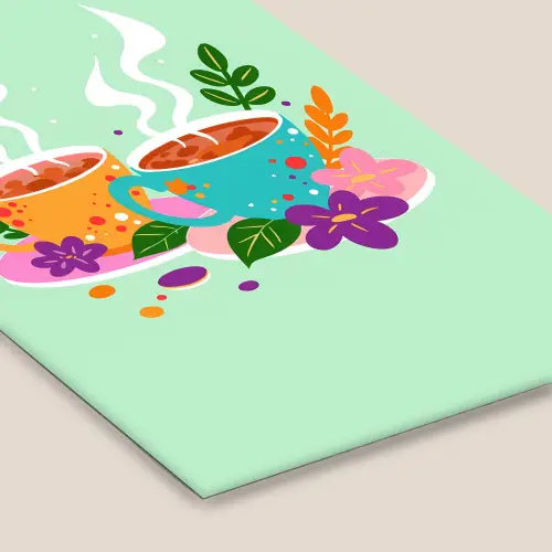 Thee - Illustratie - Kopjes - Bloemen fotolijst zwart zonder passe partout klein -zsfeer6