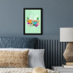 Thee - Illustratie - Kopjes - Bloemen fotolijst zwart zonder passe partout klein -sfeer3