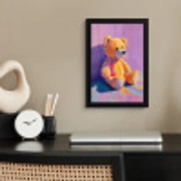 Teddybeer - Schaduw - Penseelstreken - Paars fotolijst zwart zonder passe partout klein -sfeer1
