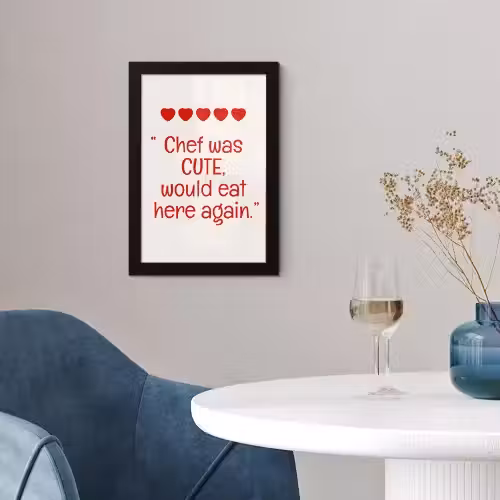 Tekst - Rood - Hartjes fotolijst zwart zonder passe partout klein -sfeer4