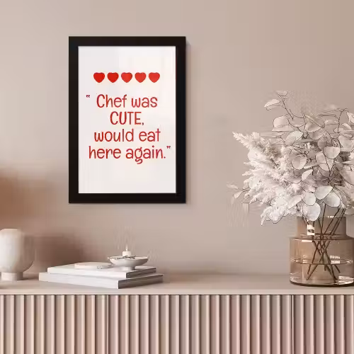 Tekst - Rood - Hartjes fotolijst zwart zonder passe partout klein -sfeer5