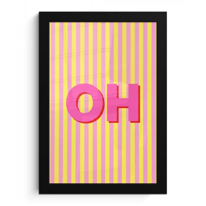 Tekst - Strepen - Roze fotolijst zwart zonder passe partout klein -3d