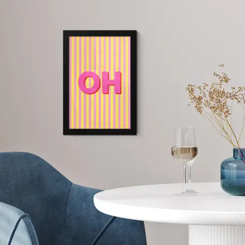 Tekst - Strepen - Roze fotolijst zwart zonder passe partout klein -sfeer4