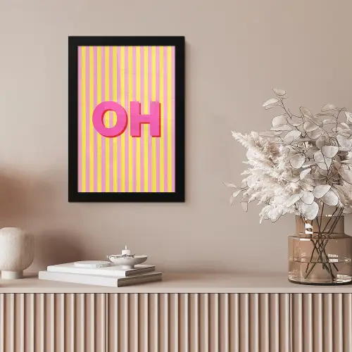 Tekst - Strepen - Roze fotolijst zwart zonder passe partout klein -sfeer5