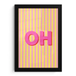 Tekst - Strepen - Roze fotolijst zwart zonder passe partout klein -3d