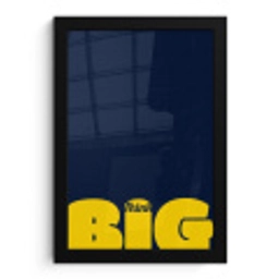 Think big - Blauw - Geel fotolijst zwart zonder passe partout klein -3d