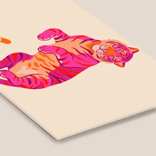Tijger - Roze - Oranje fotolijst zwart zonder passe partout klein -zsfeer6
