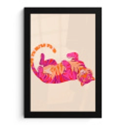 Tijger - Roze - Oranje fotolijst zwart zonder passe partout klein -3d