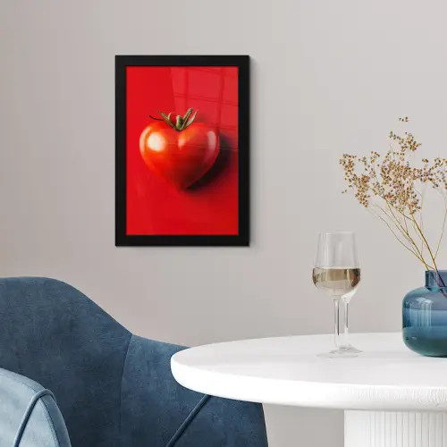 Tomaat - Rood - Hart fotolijst zwart zonder passe partout klein -sfeer4