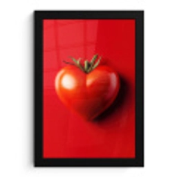 Tomaat - Rood - Hart fotolijst zwart zonder passe partout klein -3d
