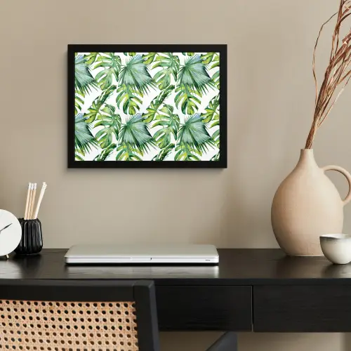 Inductie beschermer - Tropical - Bladeren - Jungle - Inductie mat fotolijst zwart zonder passe partout klein -sfeer1