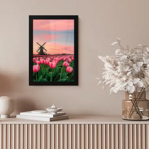 Tulpen - Molen - Nederland fotolijst zwart zonder passe partout klein -sfeer5