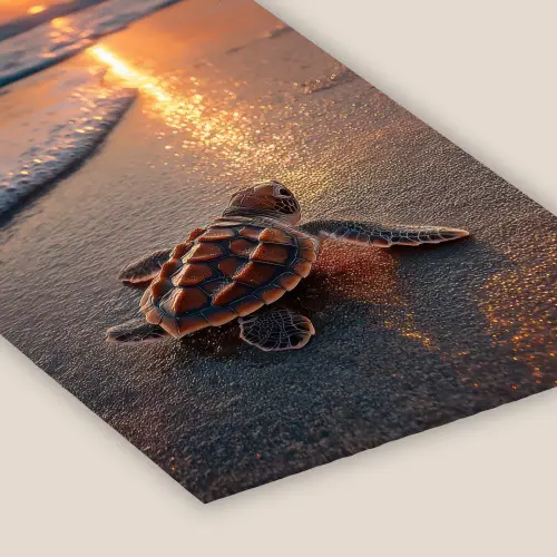 Schildpad - strand - Zonsondergang fotolijst zwart zonder passe partout klein -zsfeer6