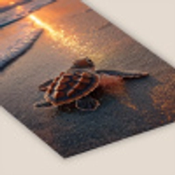 Schildpad - strand - Zonsondergang fotolijst zwart zonder passe partout klein -zsfeer6