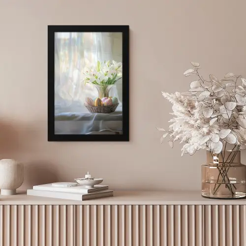 Vaas - Eieren - Bloemen fotolijst zwart zonder passe partout klein -sfeer5