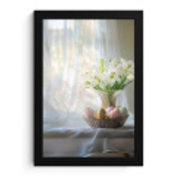 Vaas - Eieren - Bloemen fotolijst zwart zonder passe partout klein -3d