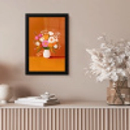 Vaas - Bloemen - Oranje fotolijst zwart zonder passe partout klein -sfeer5
