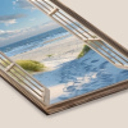 Doorkijk - Strand - Raam - Duinen - Zee fotolijst zwart zonder passe partout klein -zsfeer6