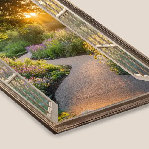 Doorkijk - Bloemen - Natuur - Zon - Pad fotolijst zwart zonder passe partout klein -zsfeer6