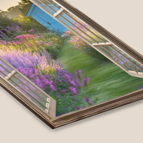 Doorkijk - Bloemen - Raam - Natuur fotolijst zwart zonder passe partout klein -zsfeer6