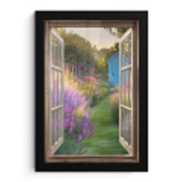 Doorkijk - Bloemen - Raam - Natuur fotolijst zwart zonder passe partout klein -3d