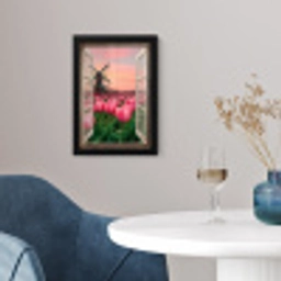 Doorkijk - Tulpen - Bloemen - Molen - Raam fotolijst zwart zonder passe partout klein -sfeer4