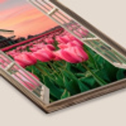 Doorkijk - Tulpen - Bloemen - Molen - Raam fotolijst zwart zonder passe partout klein -zsfeer6