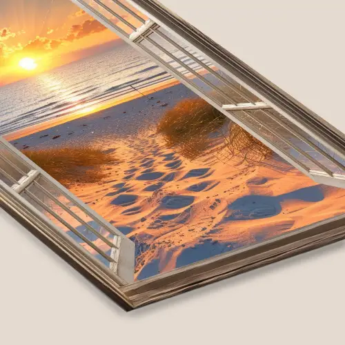 Doorkijk - Strand - Duinen - Zonsondergang fotolijst zwart zonder passe partout klein -zsfeer6
