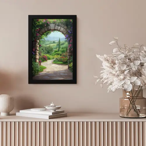Doorkijk - Landschap - Bloemen - Pad - Uitzicht fotolijst zwart zonder passe partout klein -sfeer5