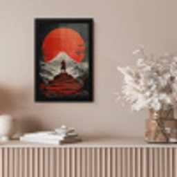 Krijger - Rode trappen - Zon - Berg fotolijst zwart zonder passe partout klein -sfeer5