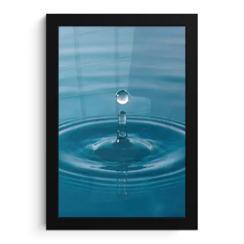 Waterdruppel - Water - Oppervlakte fotolijst zwart zonder passe partout klein -3d
