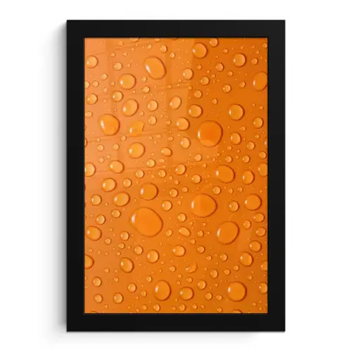 Water - Druppels - Oranje fotolijst zwart zonder passe partout klein -3d