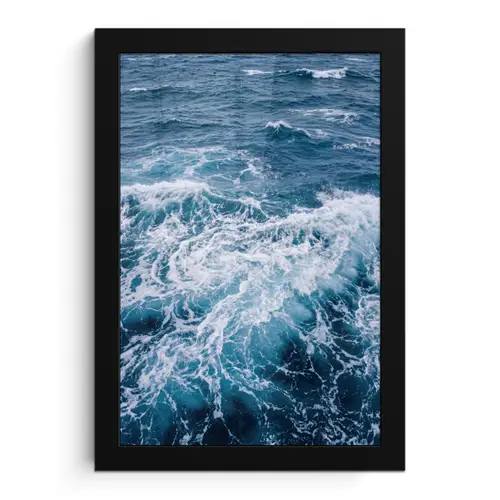 Golven - Oceaan - Blauw fotolijst zwart zonder passe partout klein -3d