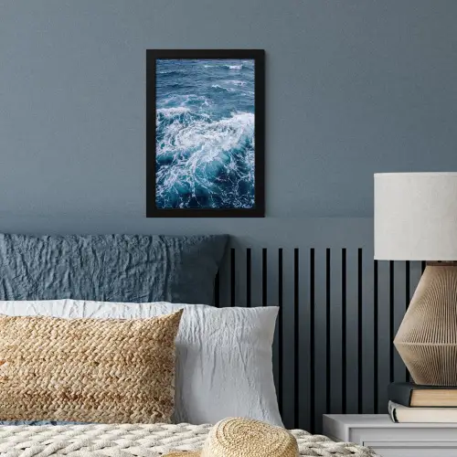 Golven - Oceaan - Blauw fotolijst zwart zonder passe partout klein -sfeer3