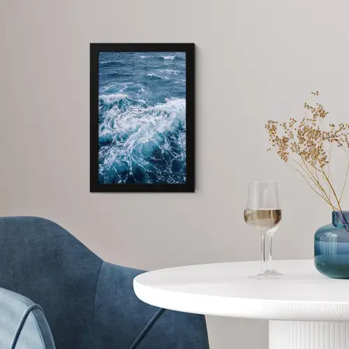 Golven - Oceaan - Blauw fotolijst zwart zonder passe partout klein -sfeer4