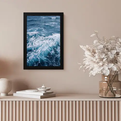 Golven - Oceaan - Blauw fotolijst zwart zonder passe partout klein -sfeer5