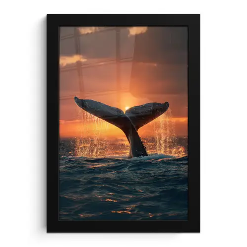 Walvis staart - Water - Zonsondergang fotolijst zwart zonder passe partout klein -3d