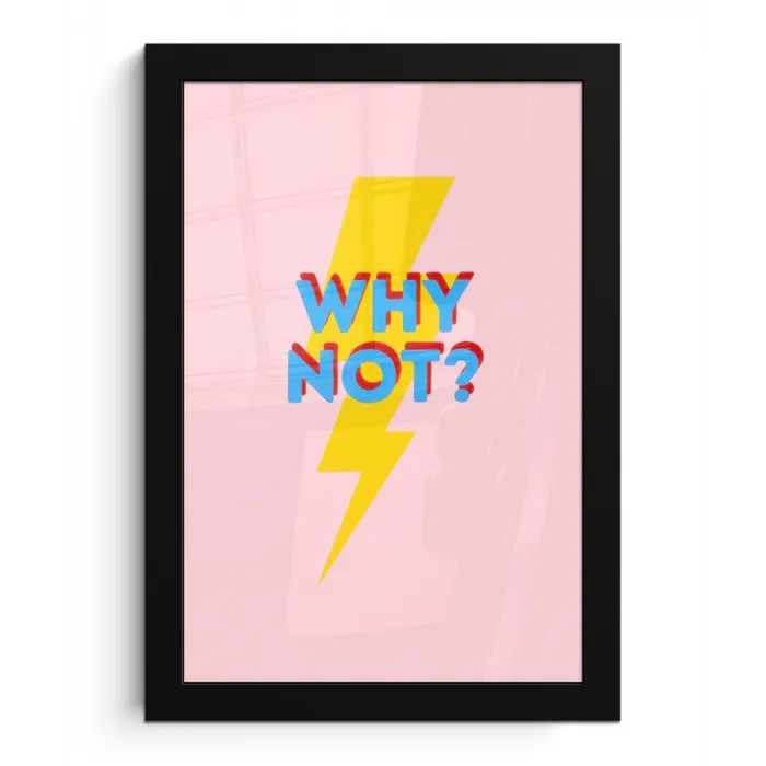 Why not - Bliksem - Roze fotolijst zwart zonder passe partout klein -3d