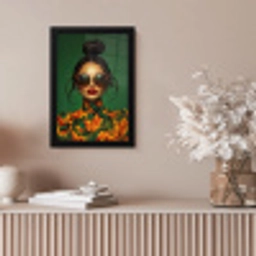 Vrouw - Groen - Modern - Bril - Abstract fotolijst zwart zonder passe partout klein -sfeer5