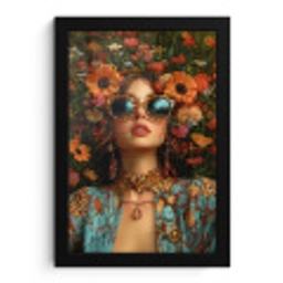 Vrouwen - Bloemen - Modern - Bril - Abstract fotolijst zwart zonder passe partout klein -3d