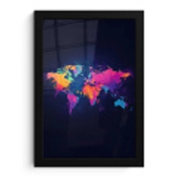 Wereldkaart - Kleurrijk - Graffiti fotolijst zwart zonder passe partout klein -3d