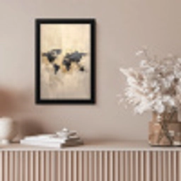 Wereldkaart - Goud - Zwart - Abstract fotolijst zwart zonder passe partout klein -sfeer5