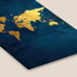 Wereldkaart - Goud - Donkerblauw fotolijst zwart zonder passe partout klein -zsfeer6