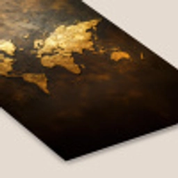 Wereldkaart - Goud - Roest fotolijst zwart zonder passe partout klein -zsfeer6